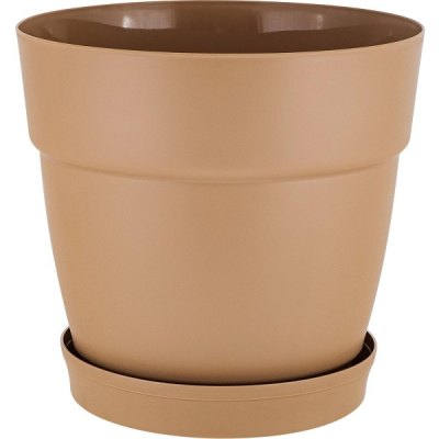 Горшок для цветов Villa de Fiori D170мм с поддоном 2л молочный шоколад (то)