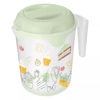 Кувшин для блендера (миксера) 2л с декором (зеленый) (то)