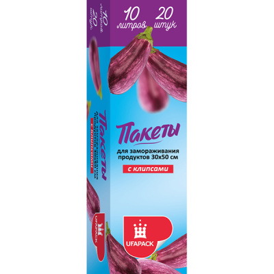 Пакеты д/ЗАМОРАЖИВАНИЯ в коробке "Уфа ПАК"  10 литров 30*50  20шт/рул. (24)