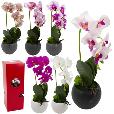 Цветок искусственный h-35см, в керамическом горшке