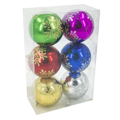 Шары елочные 10см, 6шт 