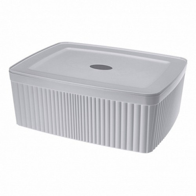Коробка с крышкой "VELVET", 295х225х110мм, 6,55л (светло-серый) (то)