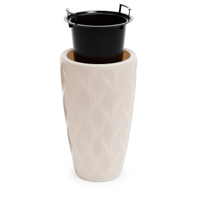 Кашпо "Флэйм" 10/42л (со вставкой) (св.бежевый) (то)