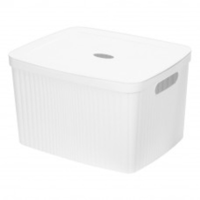 Корзина для белья 35л "VELVET" 450*360*270мм с крышкой (Белый)(то)