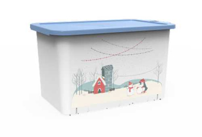 Емкость с крышкой "Christmas" (васильковый) 409х255х235мм(то)