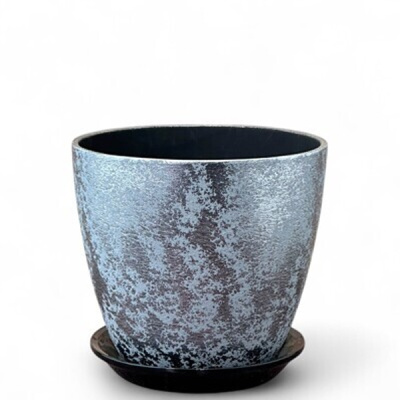 Горшок Роспись шёлк серый 12см (РС 72/1)