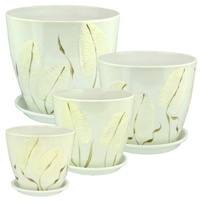 Комплект горшков Роспись бутон кмпт из 4-х (РС177)