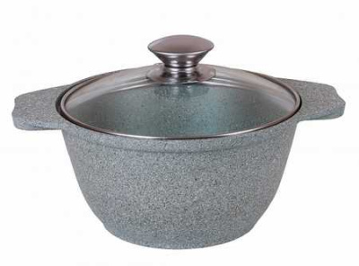 Кастрюля 1л со стеклянной крышкой АП (фисташковый мрамор)