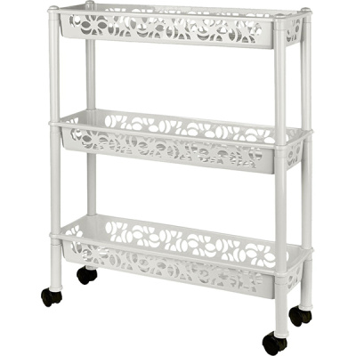 Этажерка 3-х секц.прямоугольная Light  длинная на колес.580х180х135мм белое облако (то)