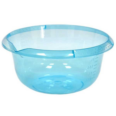 Миска с мерным делением и носиком для слива 4л. (голубая прозрачная)
