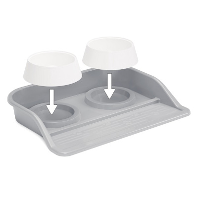 Набор ALTA миски для животных 0,3л (2шт) на подставке (серый)  (то)