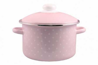 Кастрюля эмал  3,0л 17-1612/6М Горох мелкий-К роз.