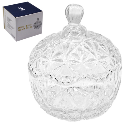 Сахарница стеклянная Ø-10см h-12см, с крышкой