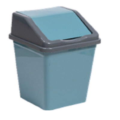 Ведро для мусора с подвижной крышкой 16л квадратное (бирюзово-синий/серый)
