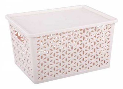 Корзина "Мираж" с крышкой (большая)(380х285х210)(беж.)(то)