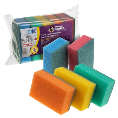 Губка  для мытья посуды "5тёрочка" (5 шт.)