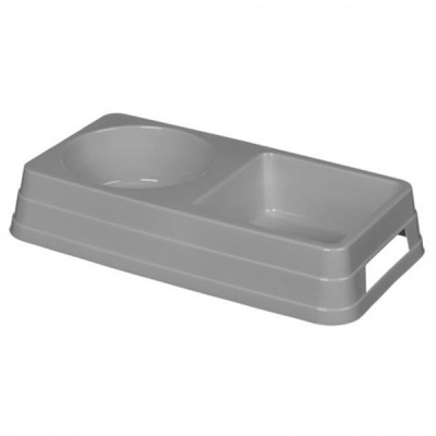 Миска для животных двойная LUCKY PET 0,8л (0,45Л + 0,36Л) (серый) (то)