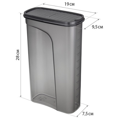 Емкость для сыпучих продуктов БЕСТ 3л (графитовый) (то)