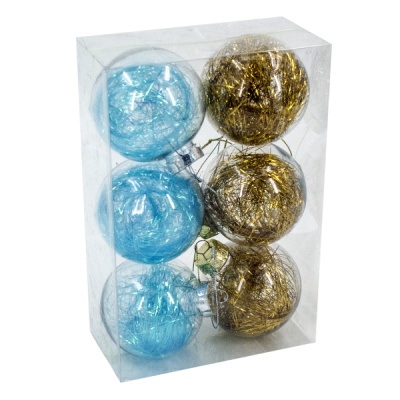 Шары елочные 8см, 6шт 