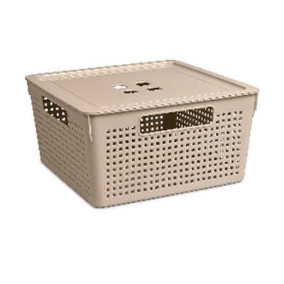 Коробка "Лофт" 11л с крышкой квадр.(латте)  (то)